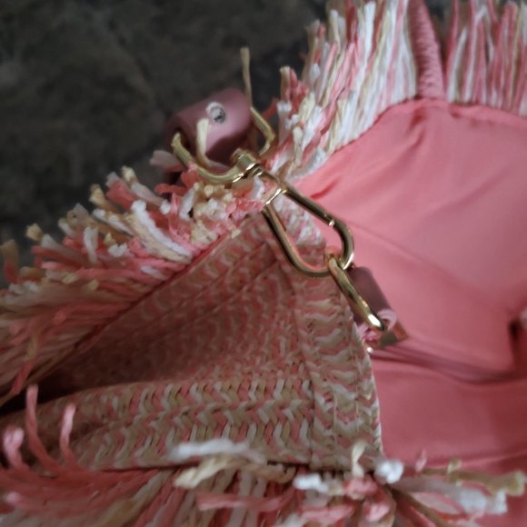 Most Wanted Design By Carlos Souza Women's Circle Straw Bag, Pink NWT - Picture 8 of 13